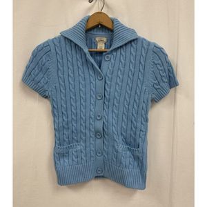 L.L. Bean Short Sleeve Button Up Sweater in Blue size Small Regular